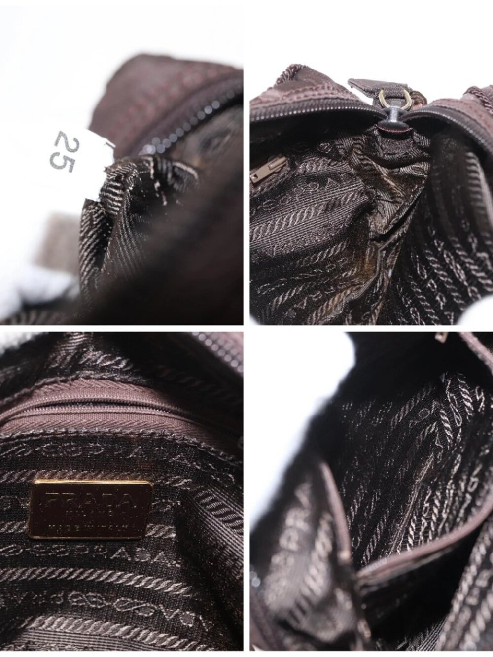 PRADA Shoulder Bag Nylon Brown Gold Auth gh1558 - Picture 15 of 16